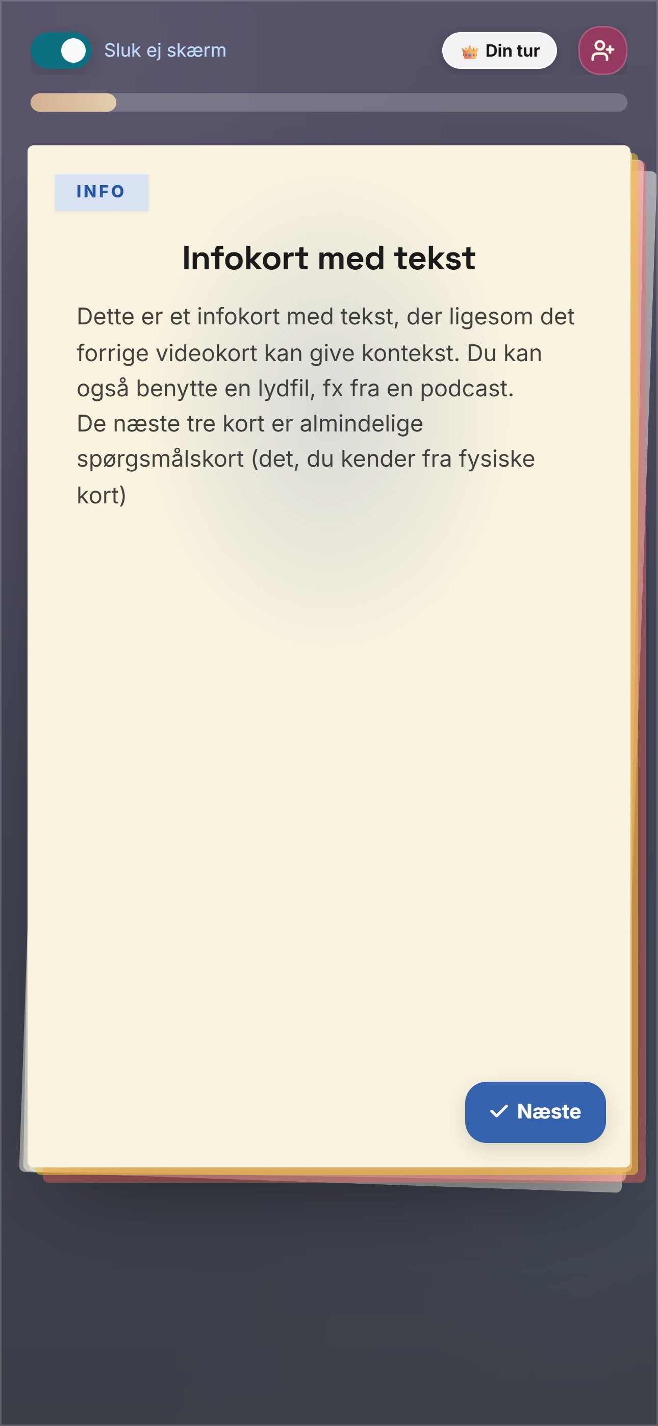 Samtalekort skærm