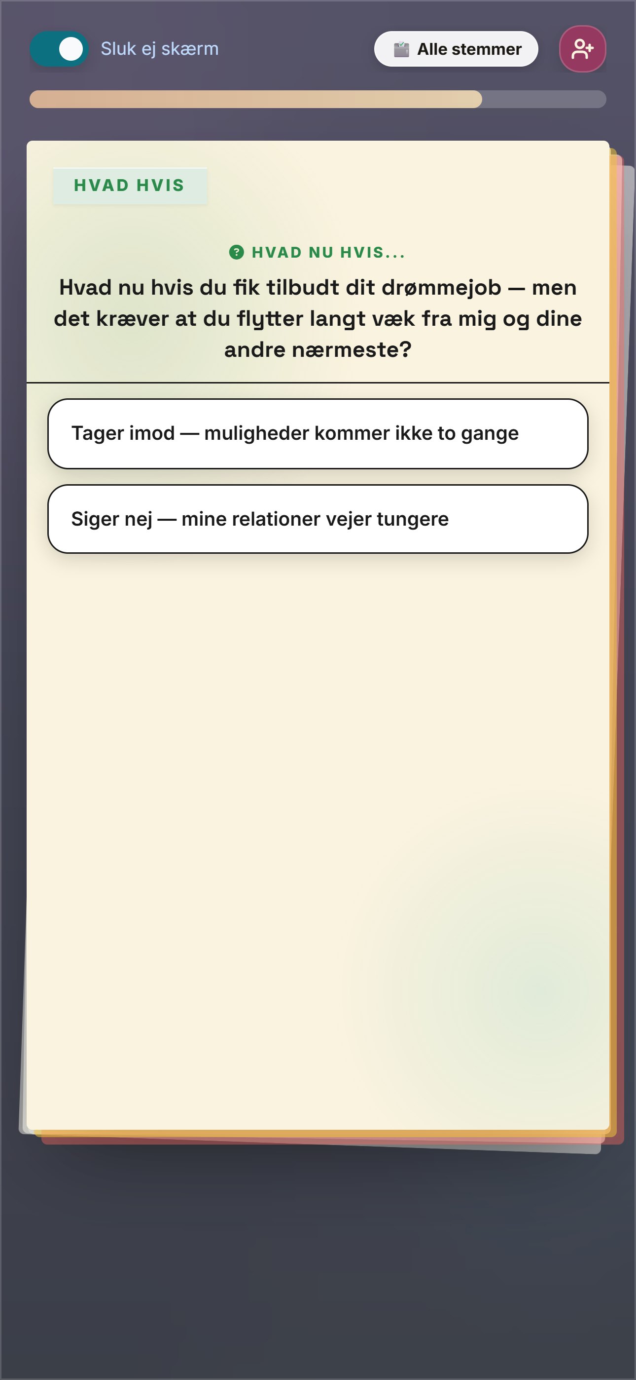 Samtalekort skærm