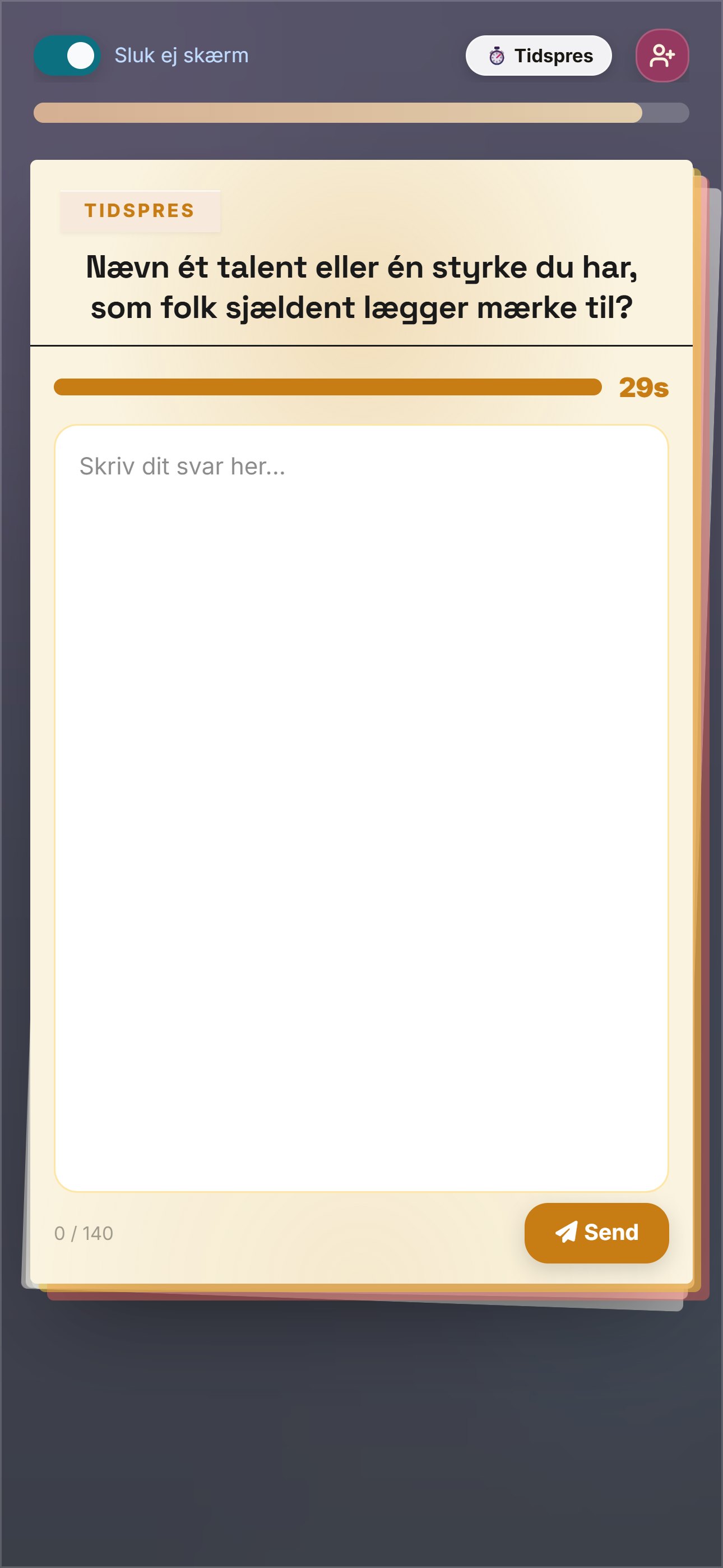 Samtalekort skærm